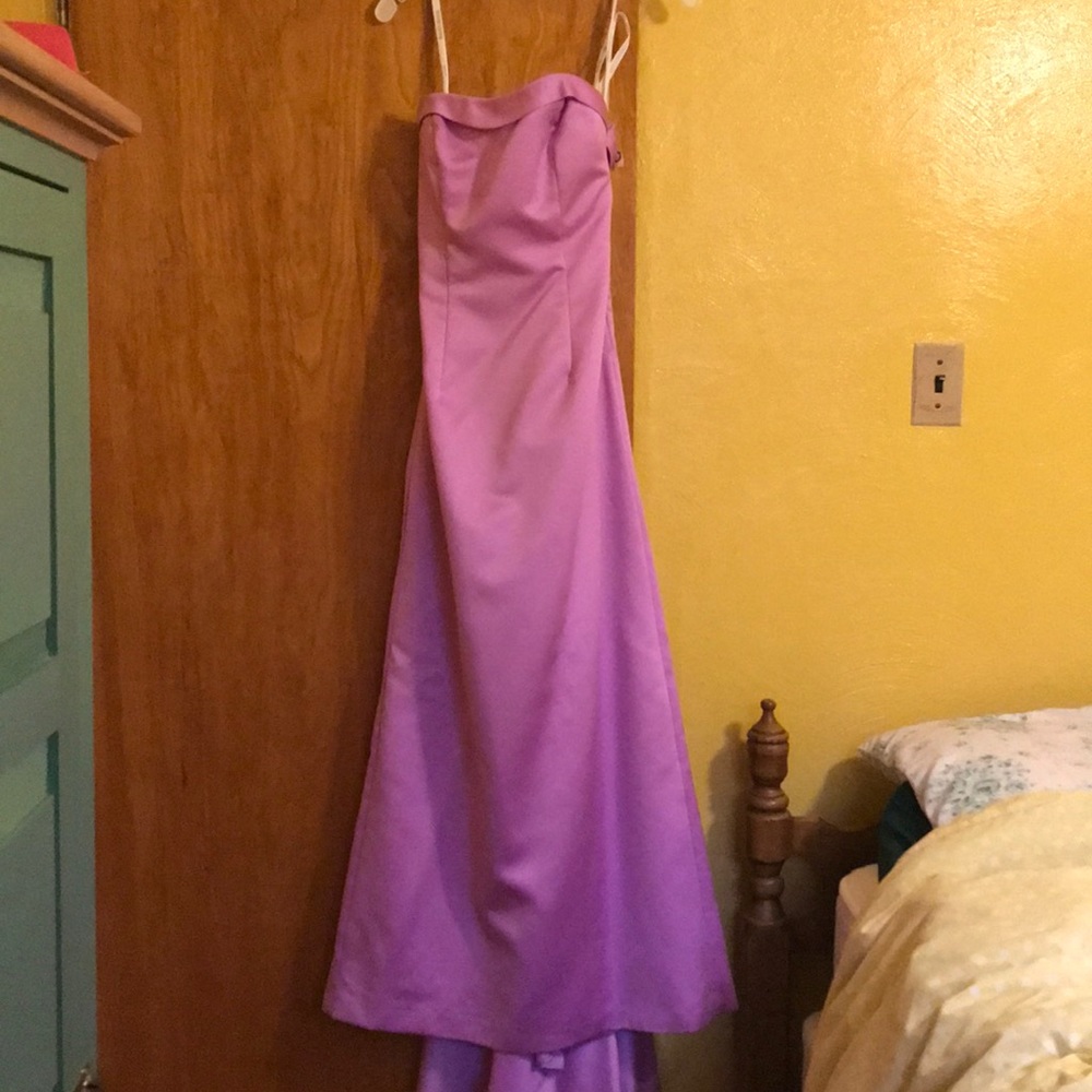 David’s Bridal Wild Orchid Strapless Gown
